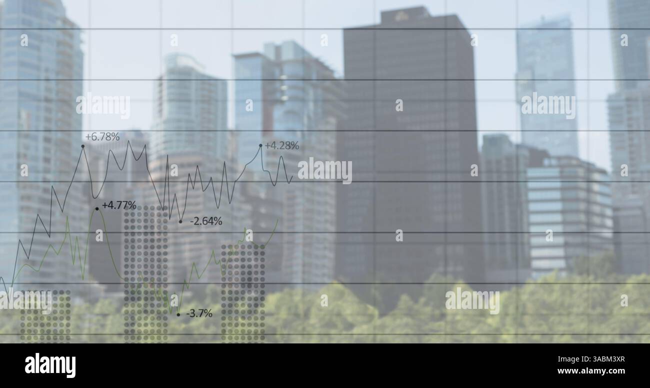 Image du traitement des données financières sur CityScape Banque D'Images