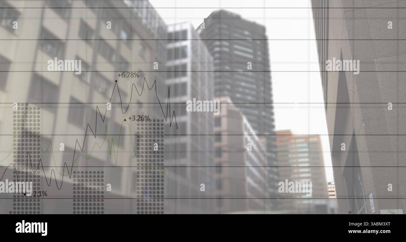 Image du traitement des données financières sur CityScape Banque D'Images