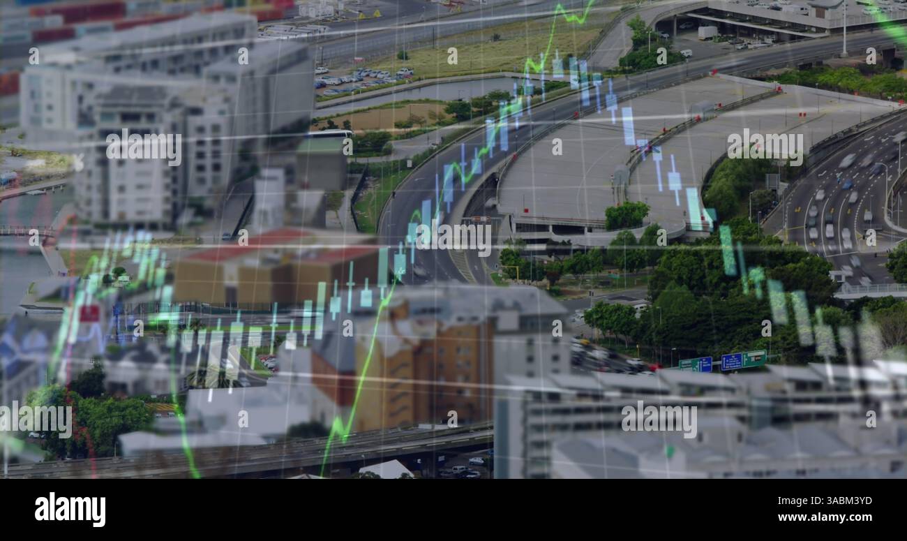 Image du traitement des données financières sur CityScape Banque D'Images