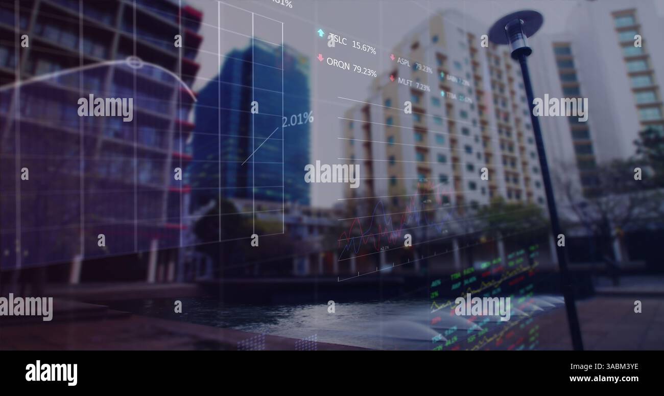 Image du traitement des données financières sur CityScape Banque D'Images