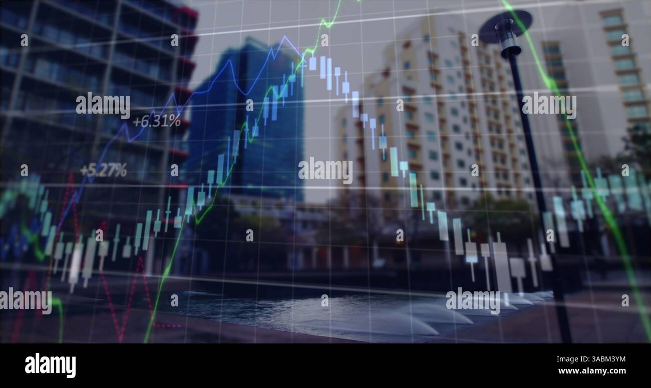 Image du traitement des données financières sur CityScape Banque D'Images