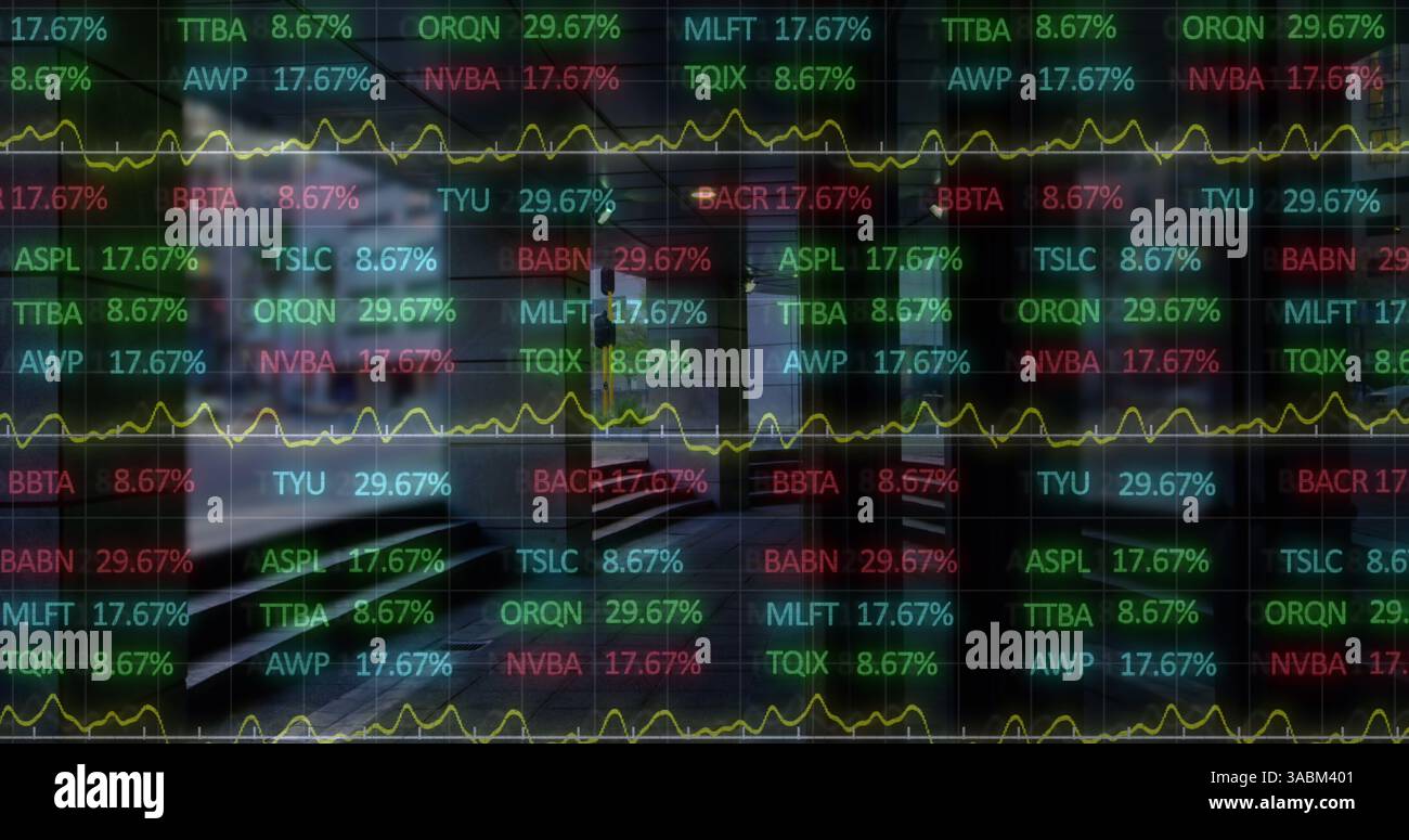 Image du traitement des données financières sur CityScape Banque D'Images