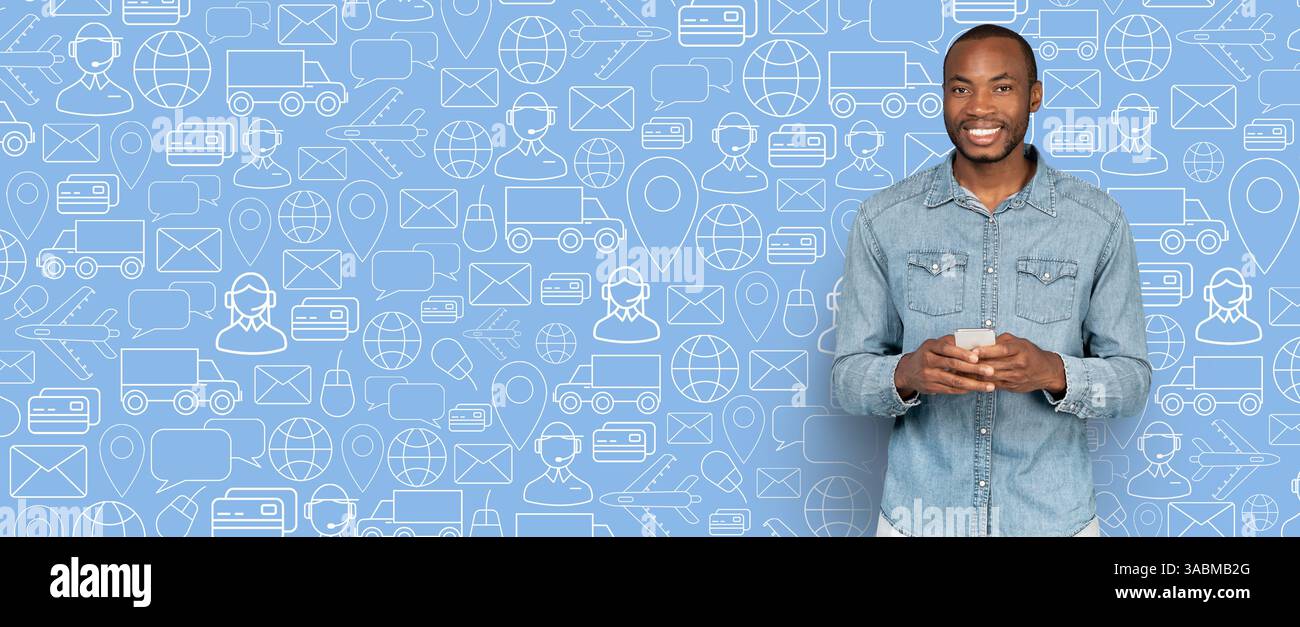 Client engagé utilisant l'application mobile pour l'expérience d'achat en ligne Banque D'Images