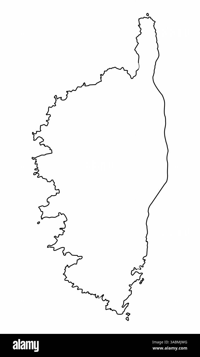 Carte de contour Corse isolée sur fond blanc, France Illustration de Vecteur