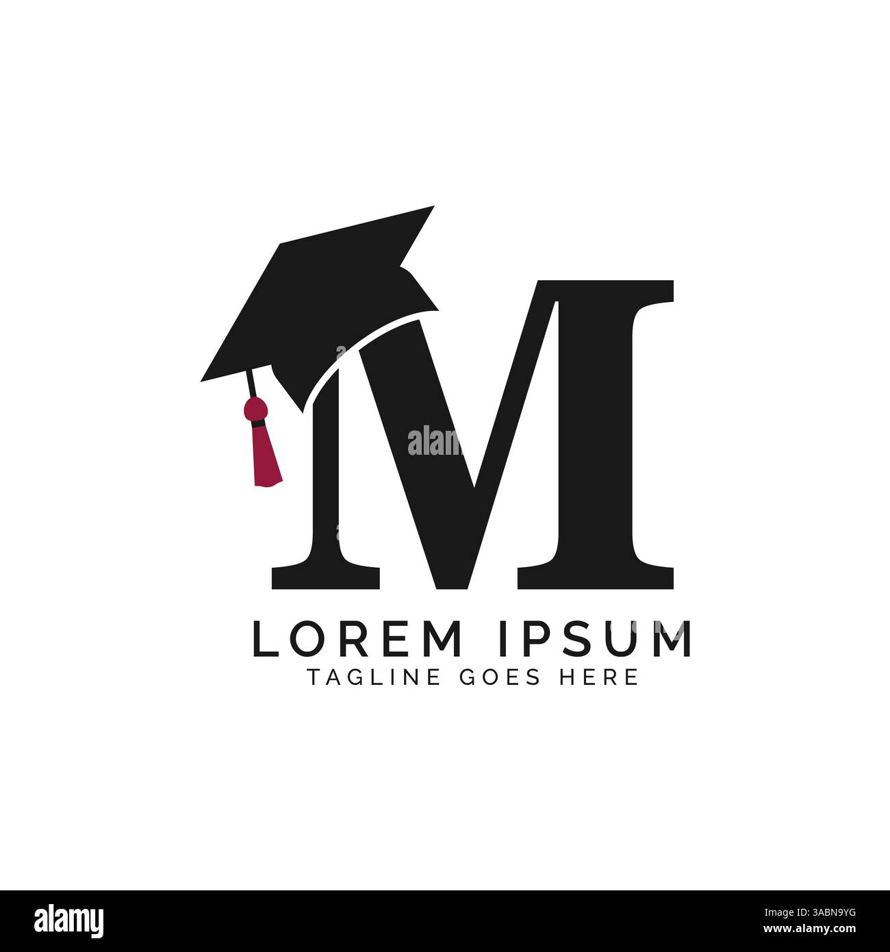 Lettre M avec logo de chapeau de graduation. Icône chapeau d'éducation Alphabet M. Illustration de Vecteur