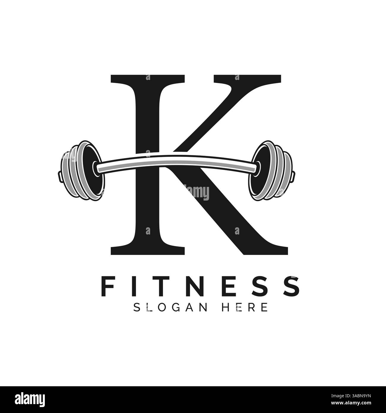 Logo lettre K Gym. Icône de symbole barre alphabet K. Illustration de Vecteur