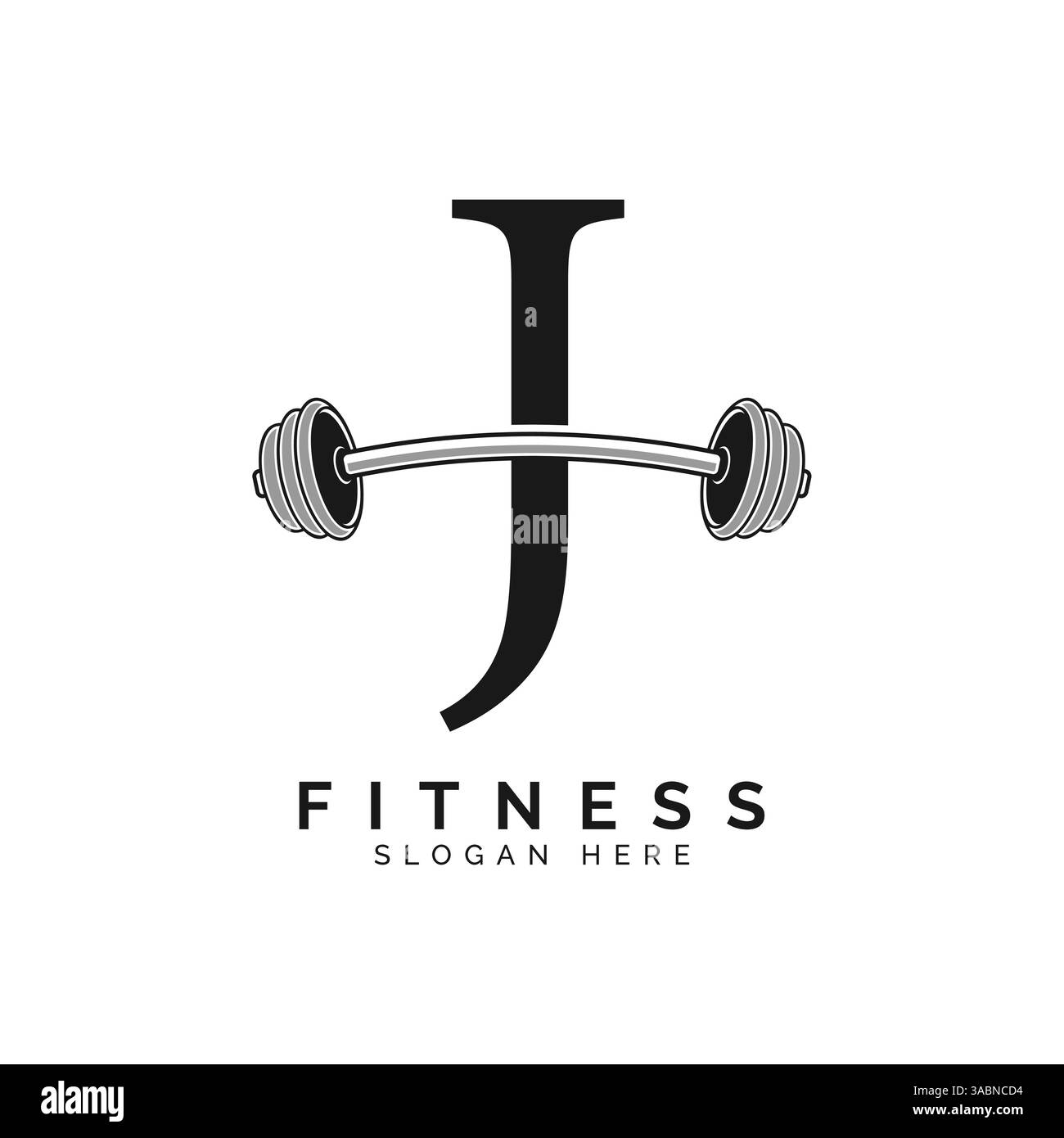 Logo lettre J Gym. Icône symbole Barbell de l'alphabet J. Illustration de Vecteur