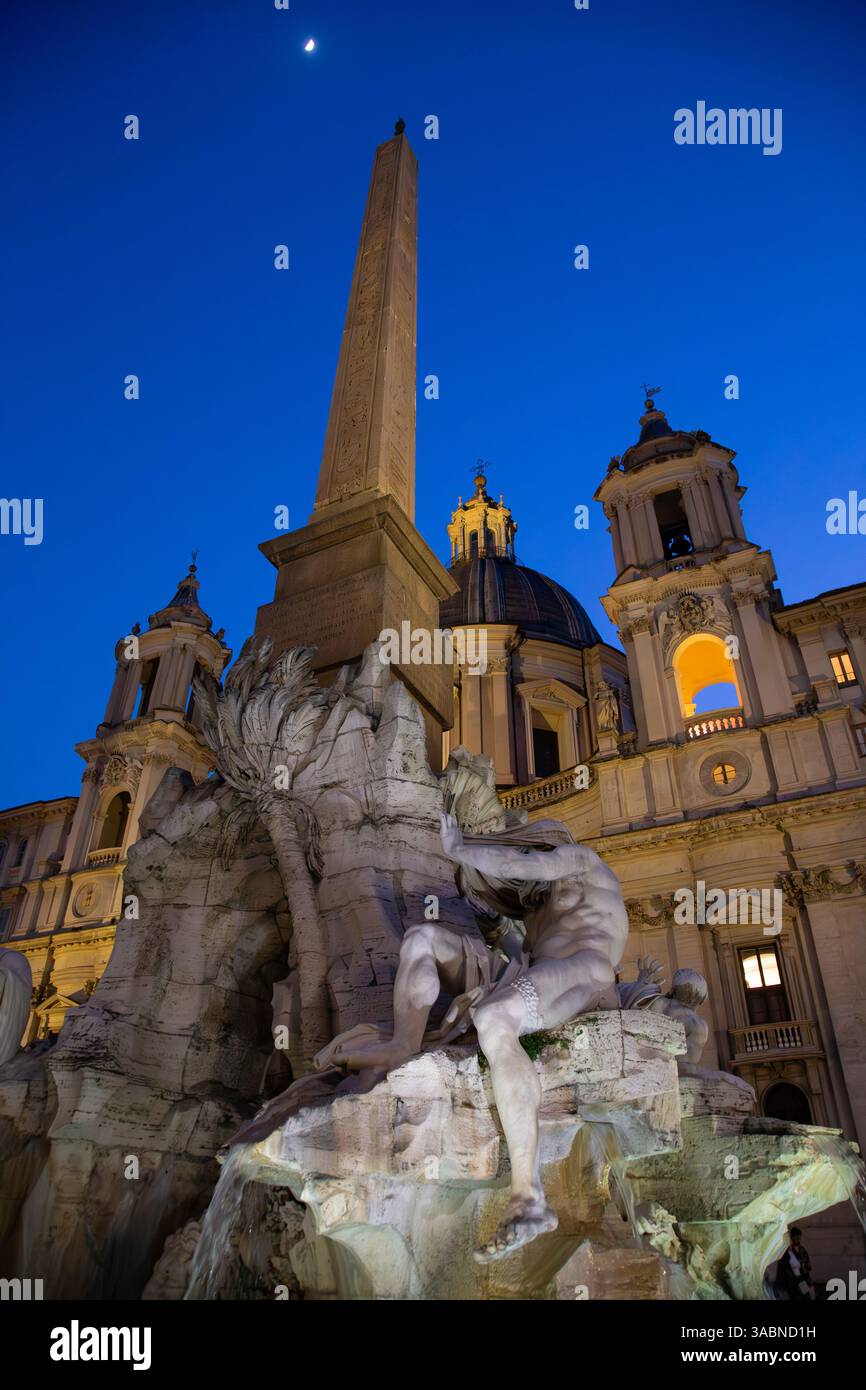 Fontaine de Neptune par Bernini sur la Piazza Navona, Rome, Italie Banque D'Images