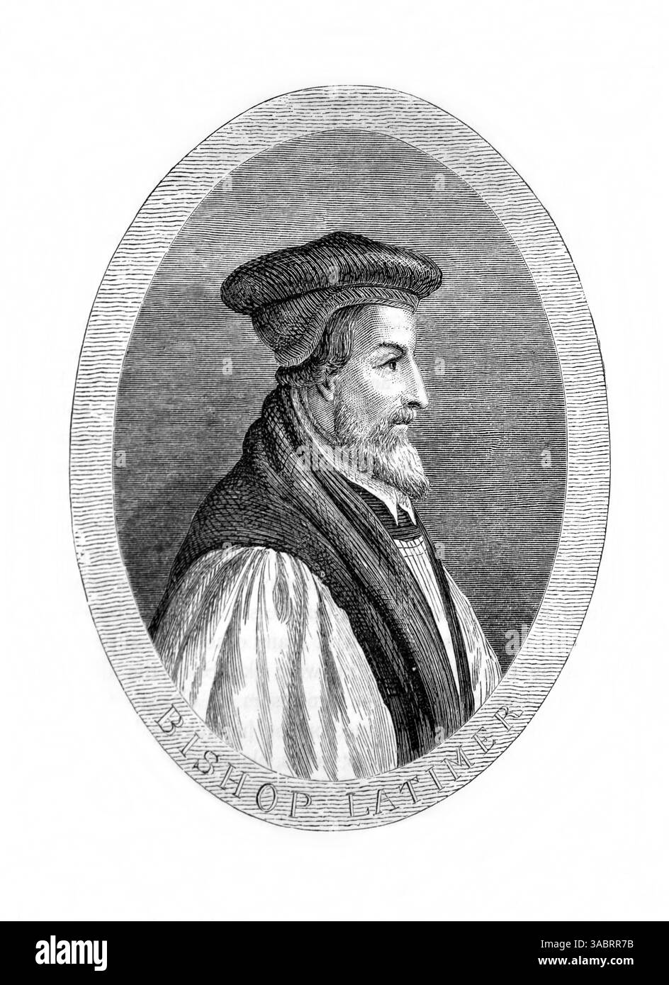 Illustration de l'évêque Hugh Latimer L'un des martyrs d'Oxford pendant les persécutions mariales en 1555 de Antique L'édition 1866 du livre de Foxe's Book of M. Banque D'Images