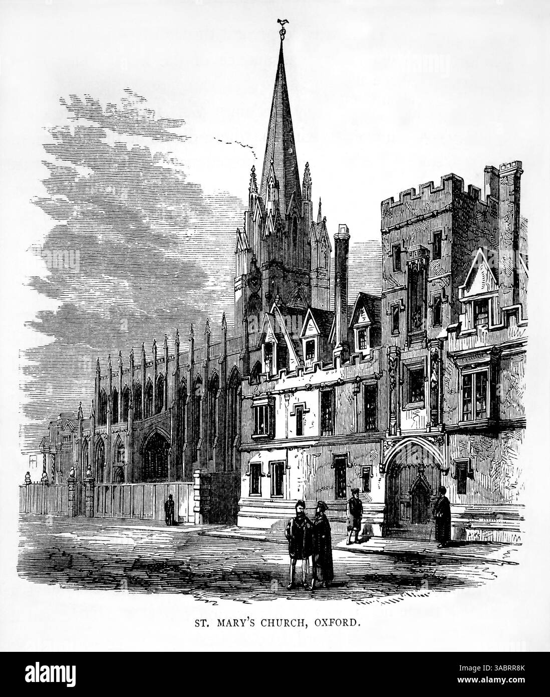 Illustration de l'église Sainte-Marie où la déposition publique sur l'autel du Sacrement avec l'archevêque Cranmer, l'évêque Ridley et l'évêque Latimer ont pris Banque D'Images