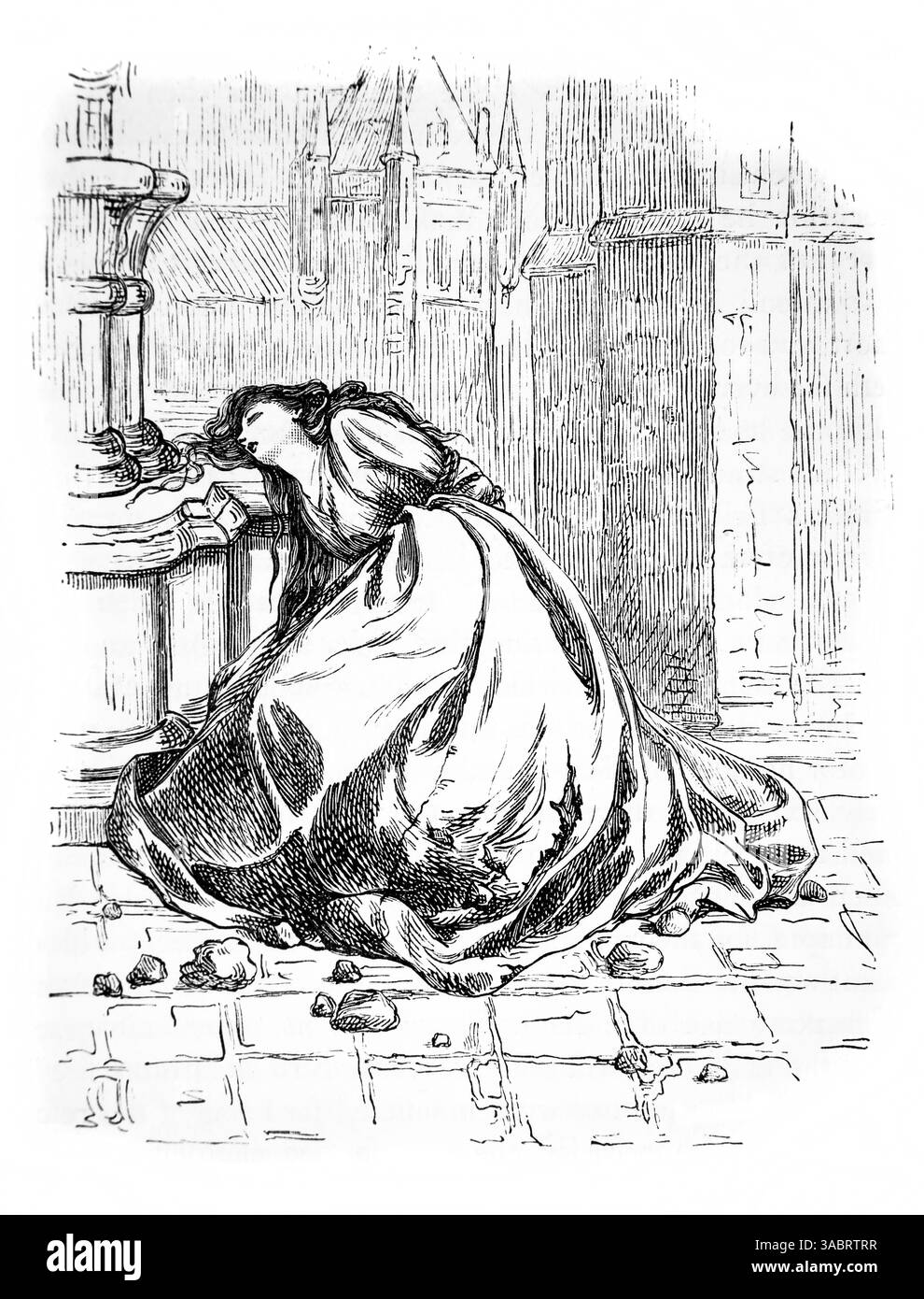 Illustration d'une femme albigeois en 1620 qui, après avoir été moquée et battue, a été invité à faire appel aux saints et elle a refusé 'ma confiance et salv Banque D'Images