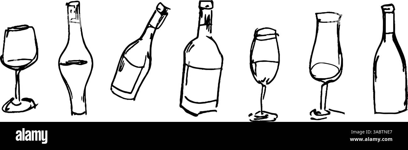 Esquisses de vaisselle dessinées à la main Illustration de Vecteur