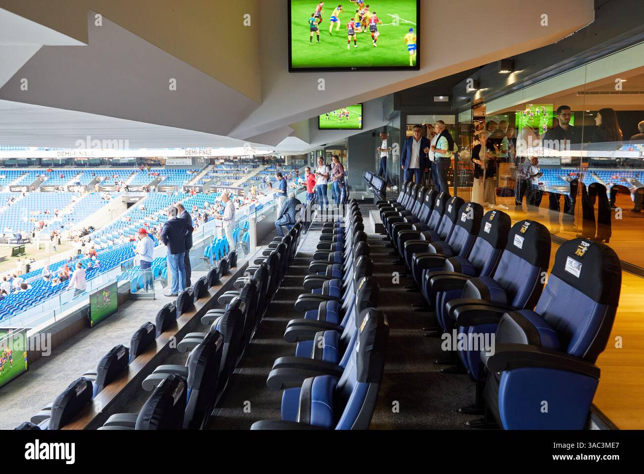 Match de rugby, Championnat de France de rugby masculin, Top 14, Reale Arena, stade municipal d'Anoeta, site sportif situé à San Sebastián, Gipuzkoa, Bas Banque D'Images