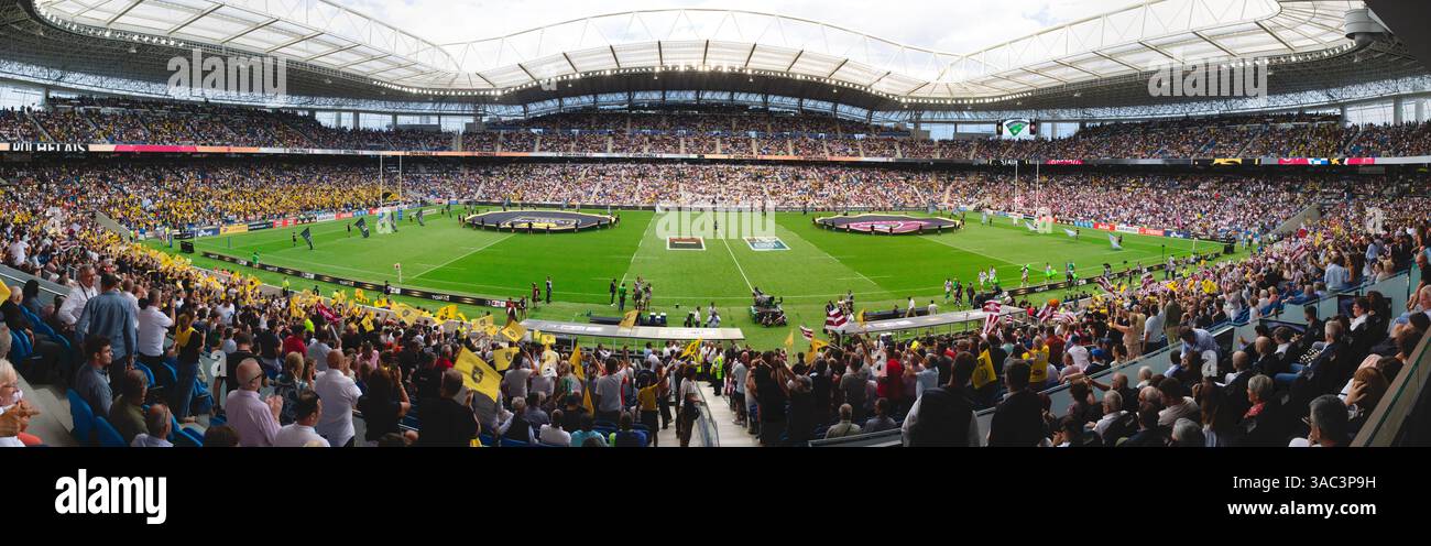 Match de rugby, Championnat de France de rugby masculin, Top 14, Reale Arena, stade municipal d'Anoeta, site sportif situé à San Sebastián, Gipuzkoa, Bas Banque D'Images
