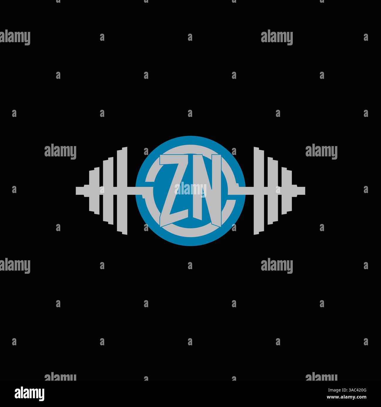 Conception initiale de logo Zn avec haltère géométrique et graphique vectoriel d'icône de ligne de cercle Illustration de Vecteur