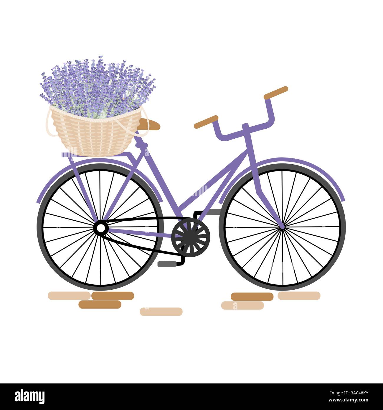 Bicyclette avec panier lavande. Élément de design rétro Provence. Illustration vectorielle isolée Illustration de Vecteur