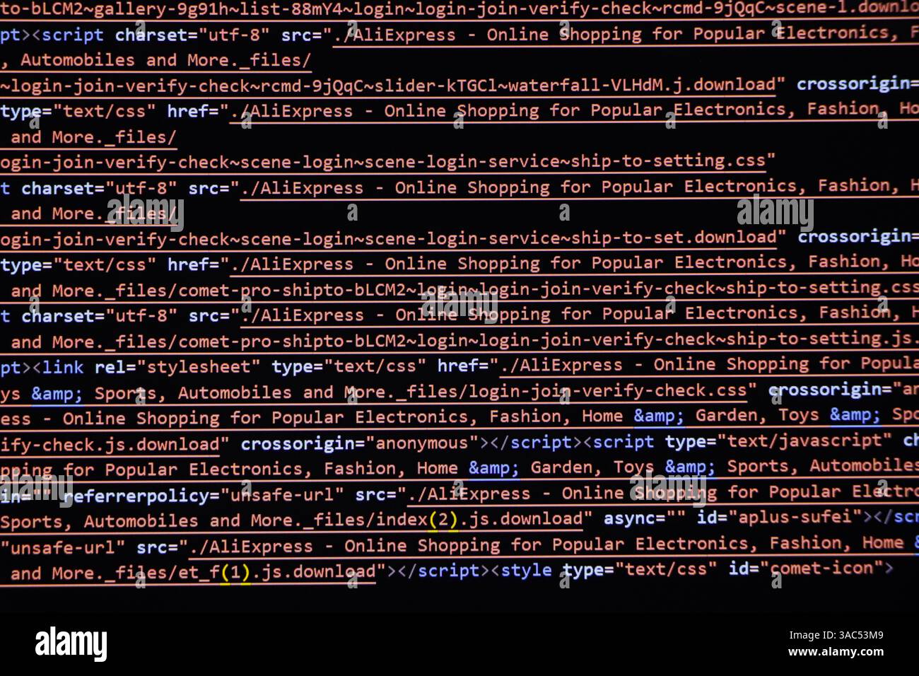 Écran de codage de programmation, écran de codage de développeur Web Banque D'Images