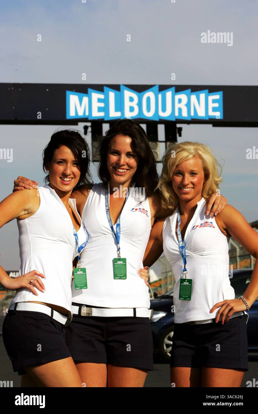 GP filles australiennes...Grand Prix d'Australie, Rd 1, préparatifs, Albert Park, Melbourne, Australie, mercredi 12 mars 2008. Banque D'Images
