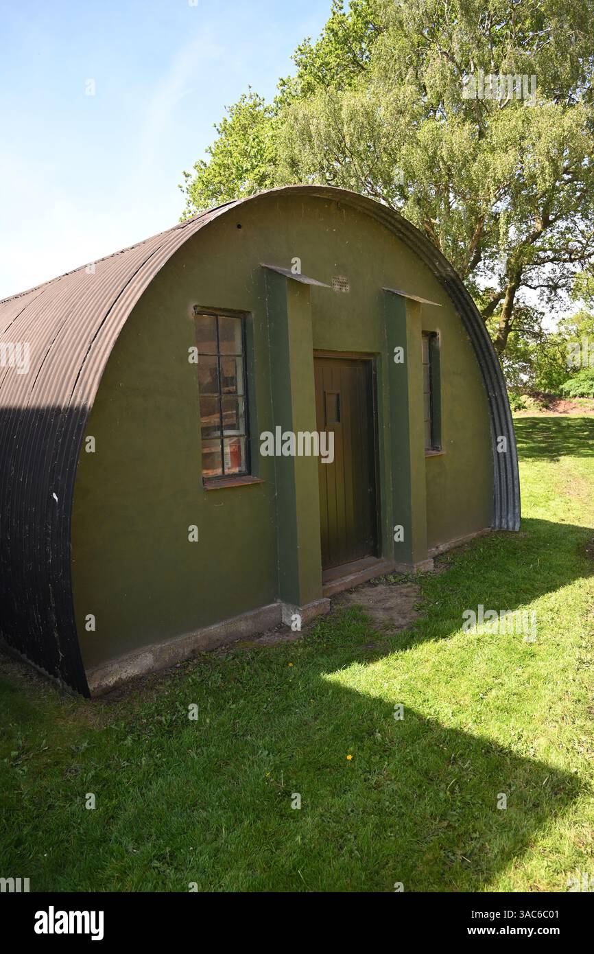 RAF Melbourne forma le site technique de l'aérodrome militaire de la seconde guerre mondiale. Bâtiment Nissen Hut Banque D'Images