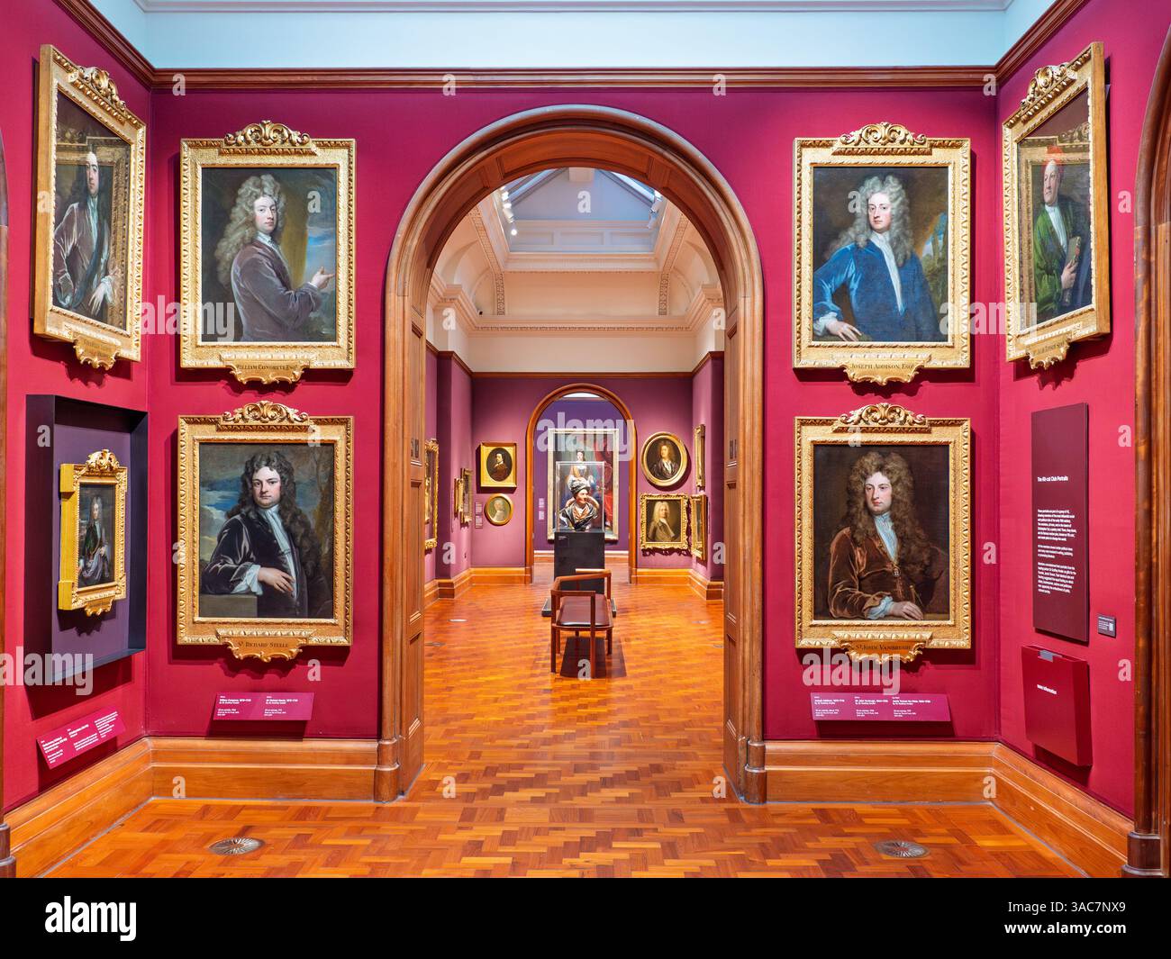 Peintures à l'huile historiques du XVIIIe siècle accrochées aux murs à l'intérieur de la National Portrait Gallery, Londres, Royaume-Uni Banque D'Images