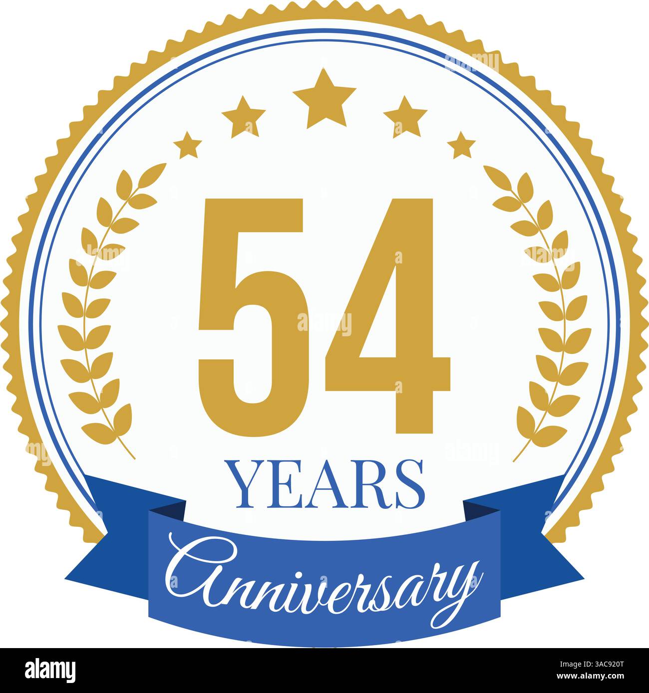 Logo modèle de conception de célébration d'anniversaire de 54 ans. Illustration de Vecteur