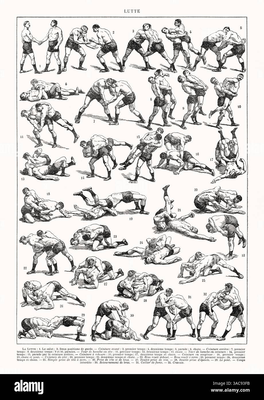 Illustration imprimée dans un dictionnaire français de la fin du XIXe siècle représentant tous les mouvements de lutte populaires à cette époque. Banque D'Images