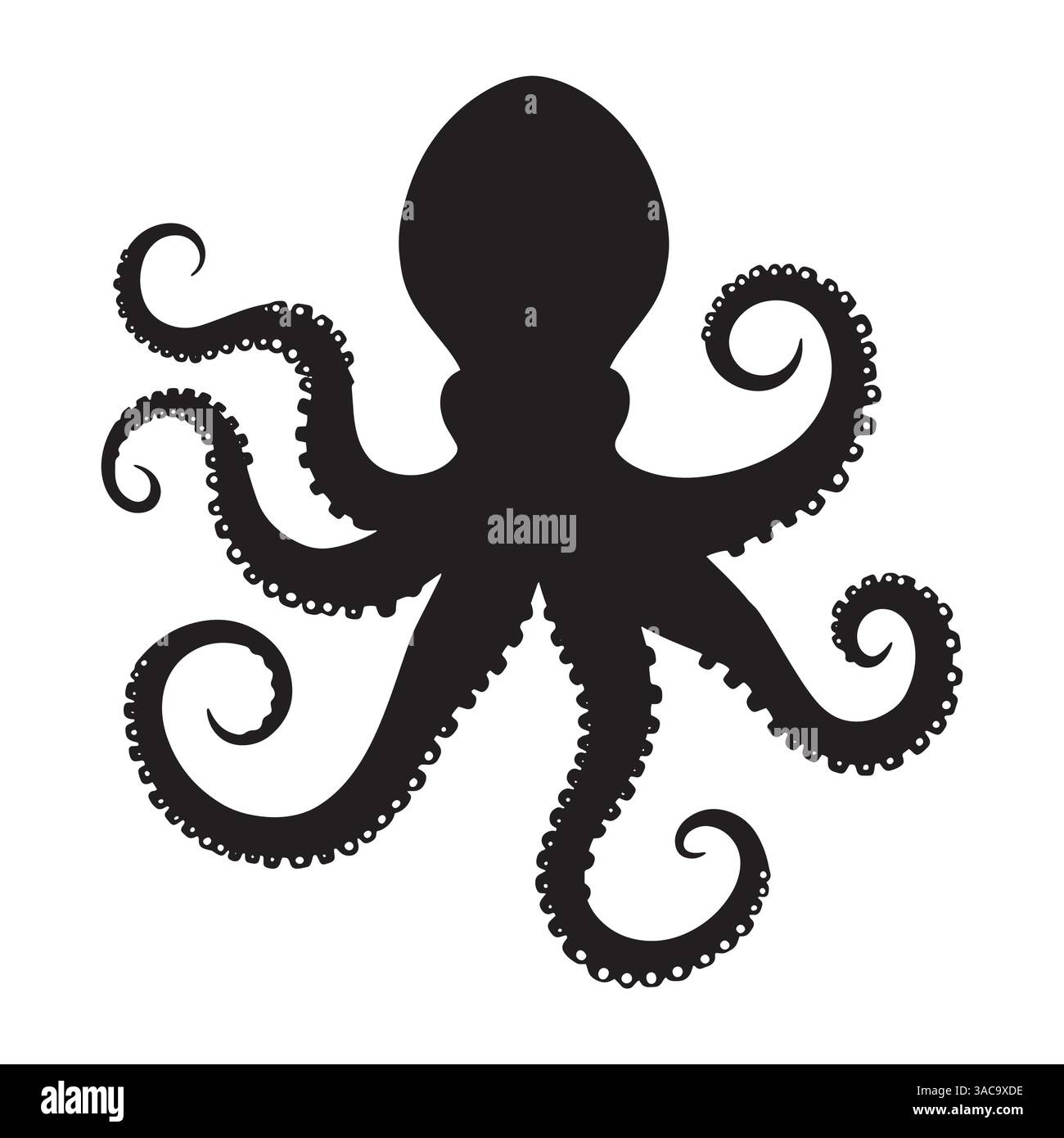 Silhouette de poulpe noire sur fond blanc. Icône vectorielle idéale pour les conceptions de vie marine, les thèmes océaniques et les projets aquatiques. Parfait pour les logos et moi Illustration de Vecteur