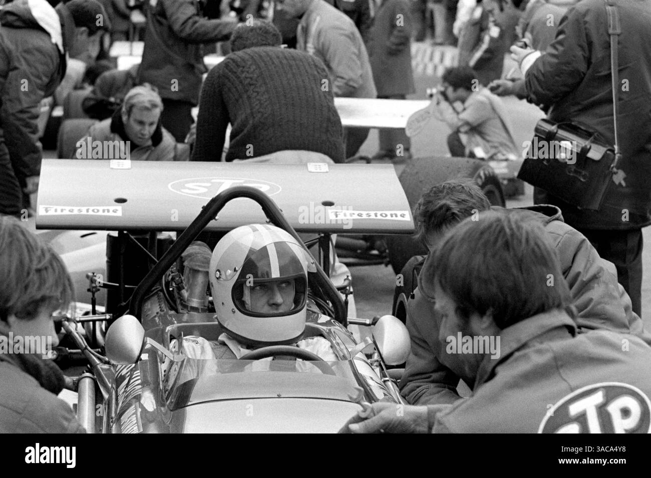 Chris Amon à la Daily mail Race of Champions 1970 à Brands Hatch. Banque D'Images