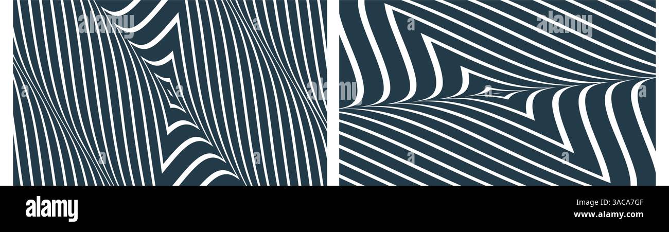 Illustration de l'art optique de carrés noirs et blancs. L'arrière-plan géométrique par des rayures. 3d motif vectoriel pour brochure, rapport annuel, magazine, poste Illustration de Vecteur