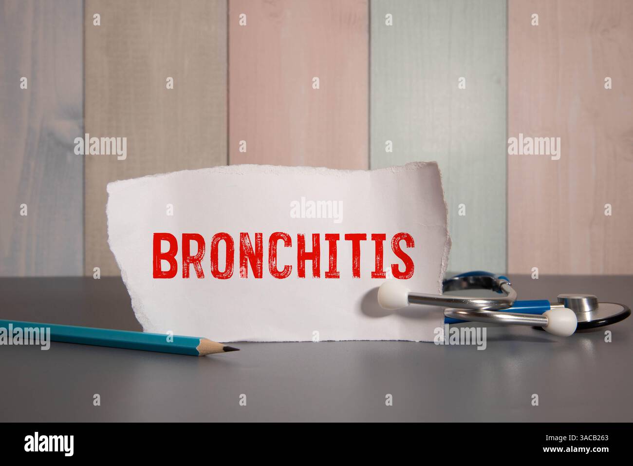 Tablette avec le texte bronchite sur l'écran Banque D'Images