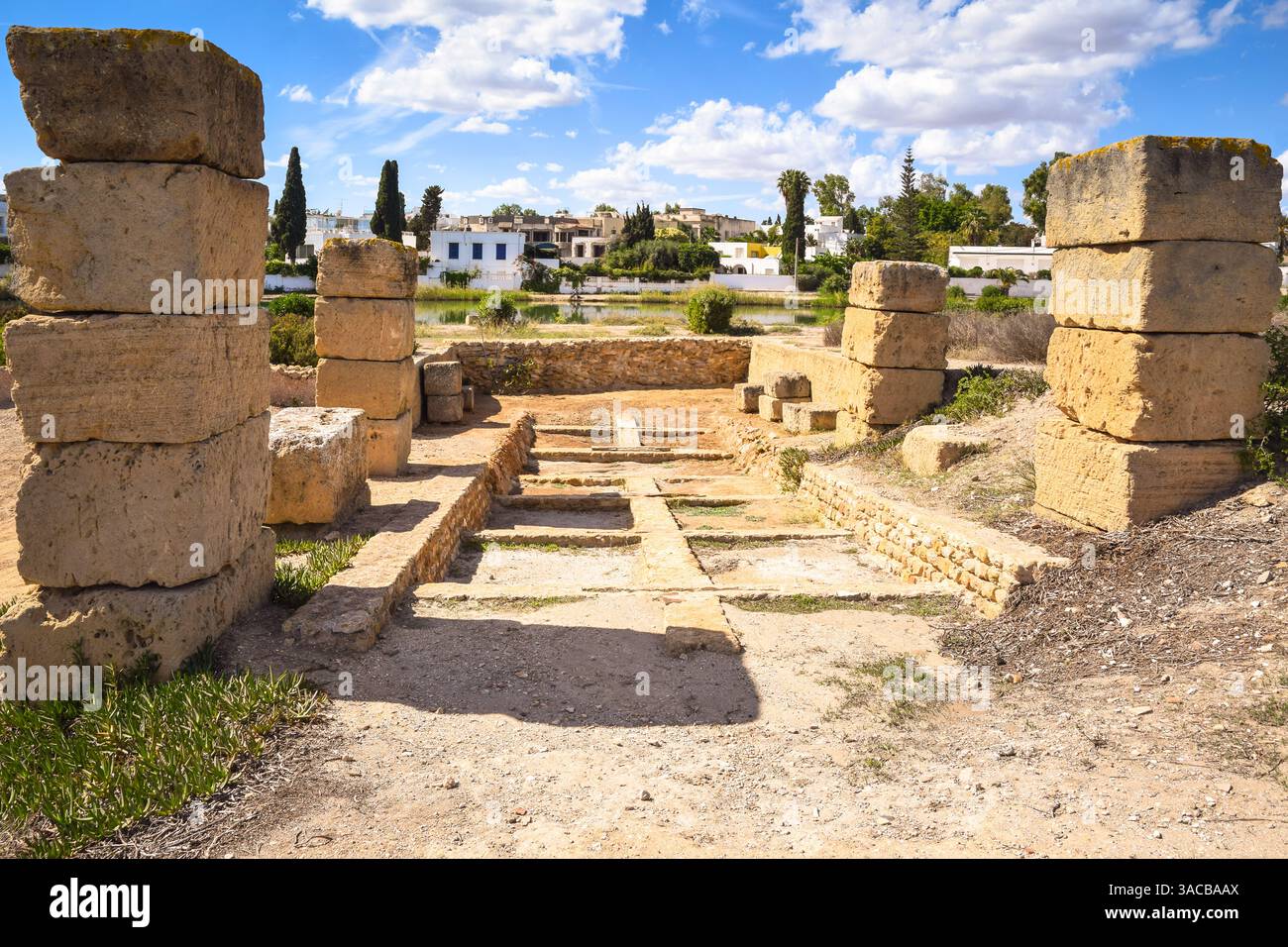 Vestiges du port punique de Carthage, Tunisie. Banque D'Images