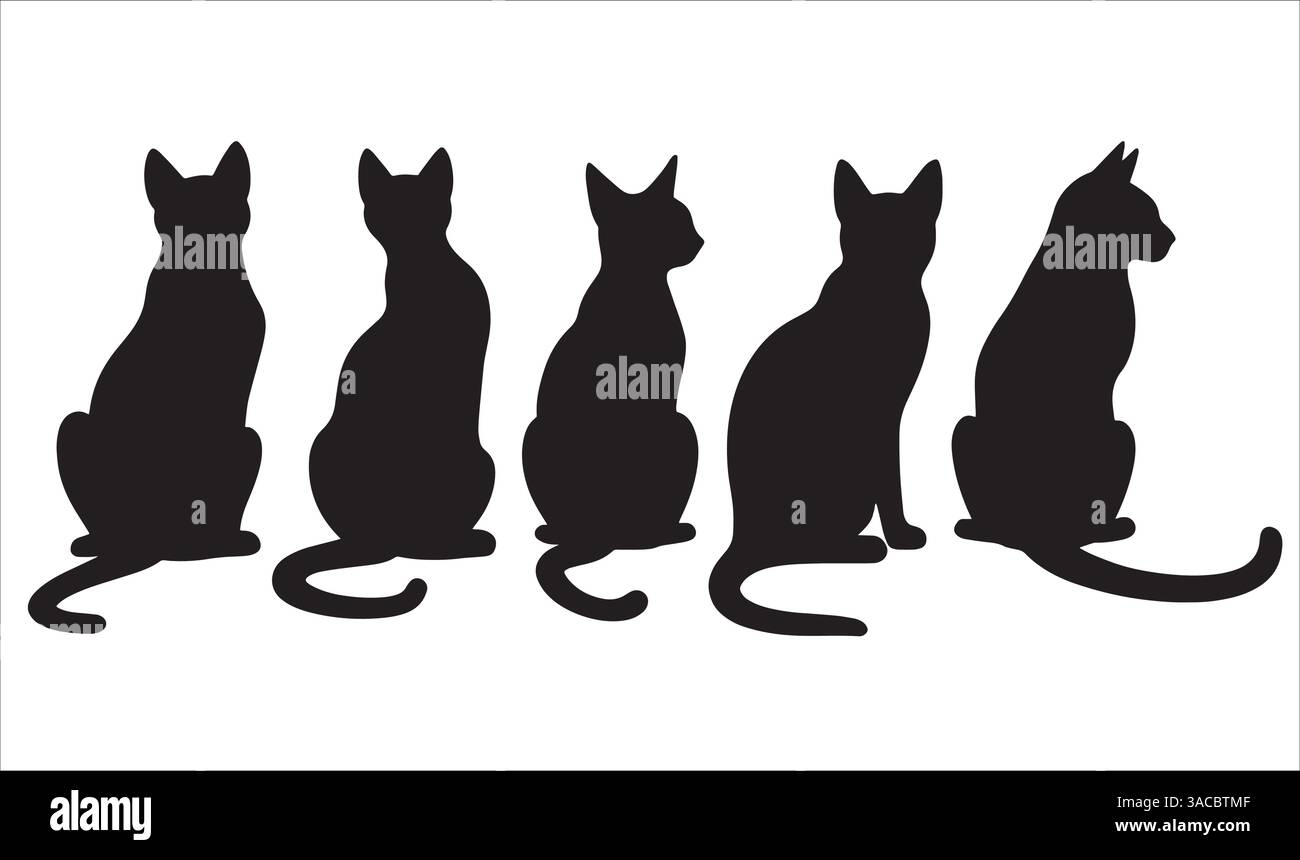 Ensemble de chats silhouettes noires dans diverses poses, isolés sur un fond blanc. Illustration vectorielle idéale pour les dessins et graphiques animaliers. Perfe Illustration de Vecteur Ensemble de chats silhouettes noires dans diverses poses, isolés sur un fond blanc. Illustration vectorielle idéale pour les dessins et graphiques animaliers. Perfe Illustration de Vecteur