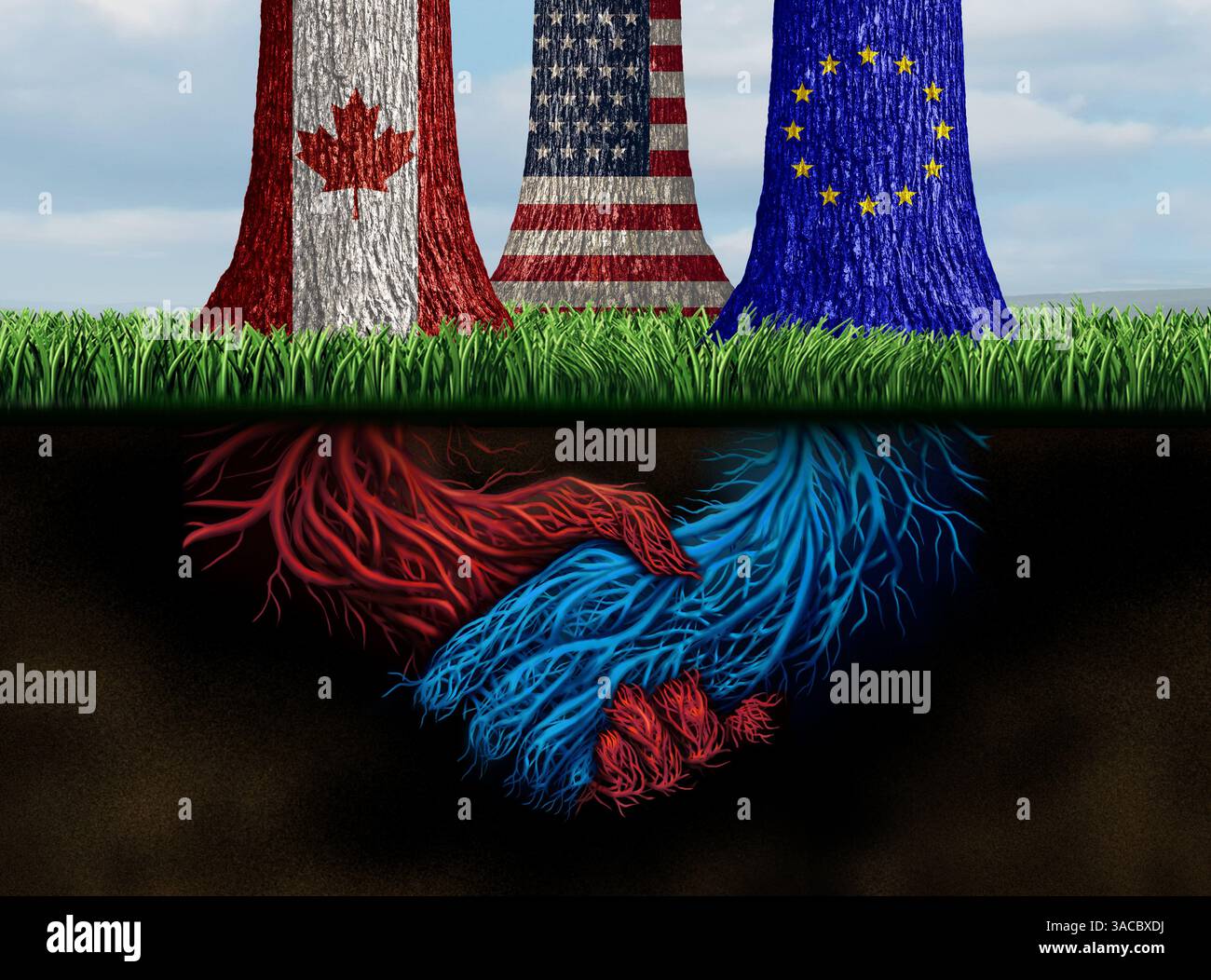 Canada concept de partenariat stratégique de l'Union européenne comme accord d'un accord entre le Canada et l'UE et les États-Unis à l'extérieur dans les négociations en tant que n n Banque D'Images