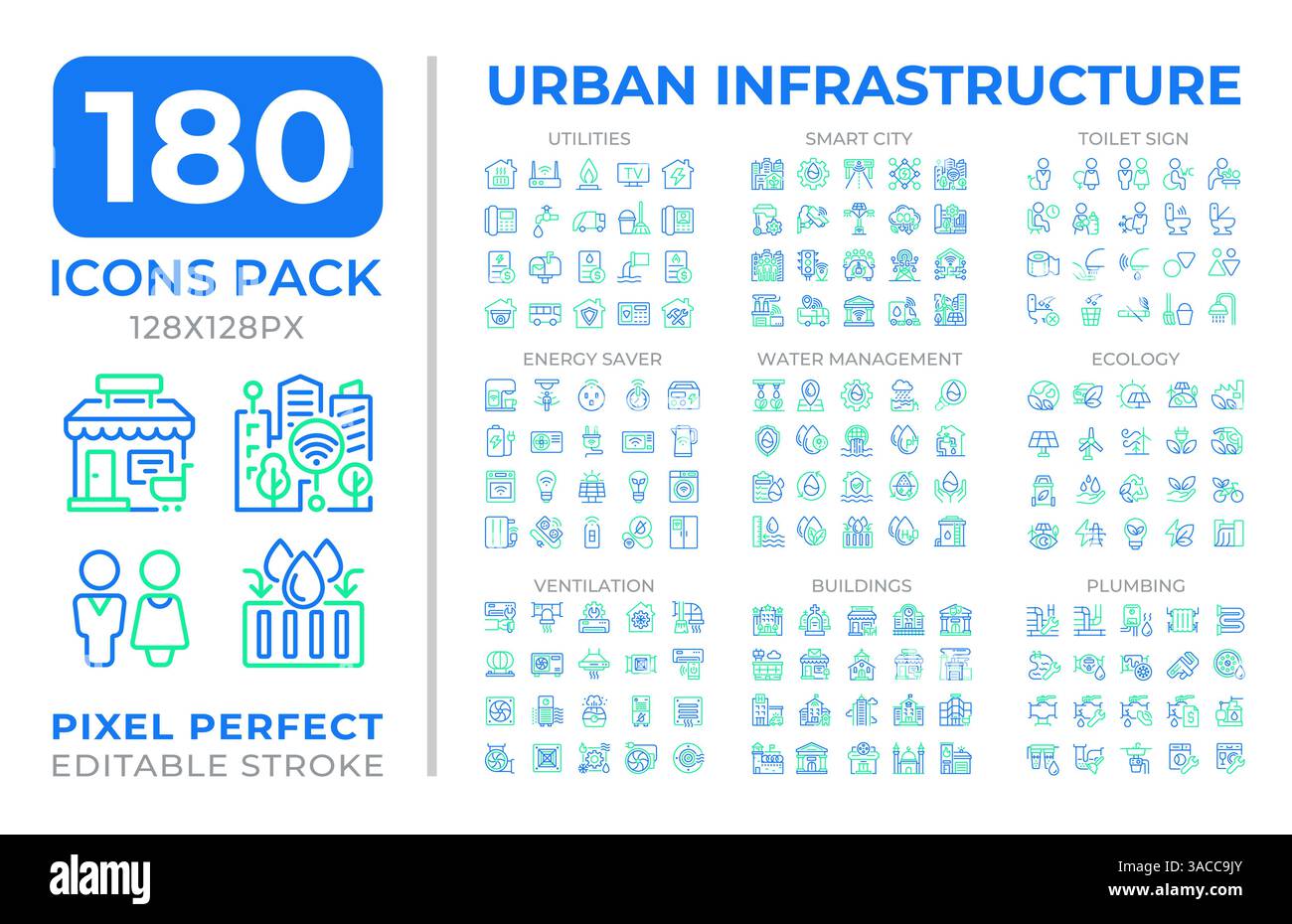 Infrastructure urbaine deux icônes de ligne de couleur ensemble collection Illustration de Vecteur