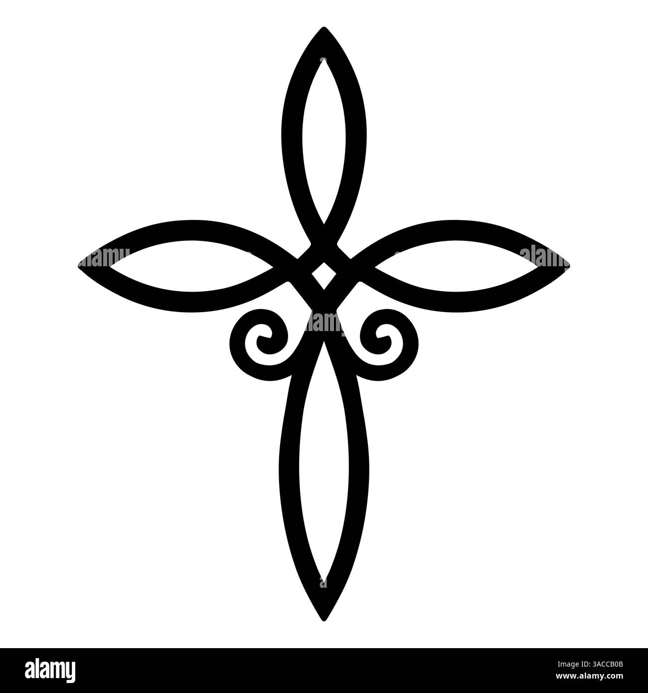 Symbole décoratif de croix florale celtique, silhouette noire de style tribal de tatouage Illustration de Vecteur