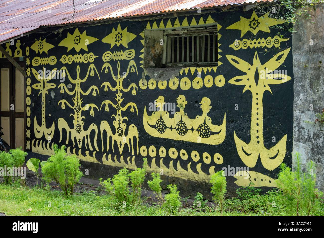 Street Art, Banda Neira, Îles épices, Indonésie Banque D'Images
