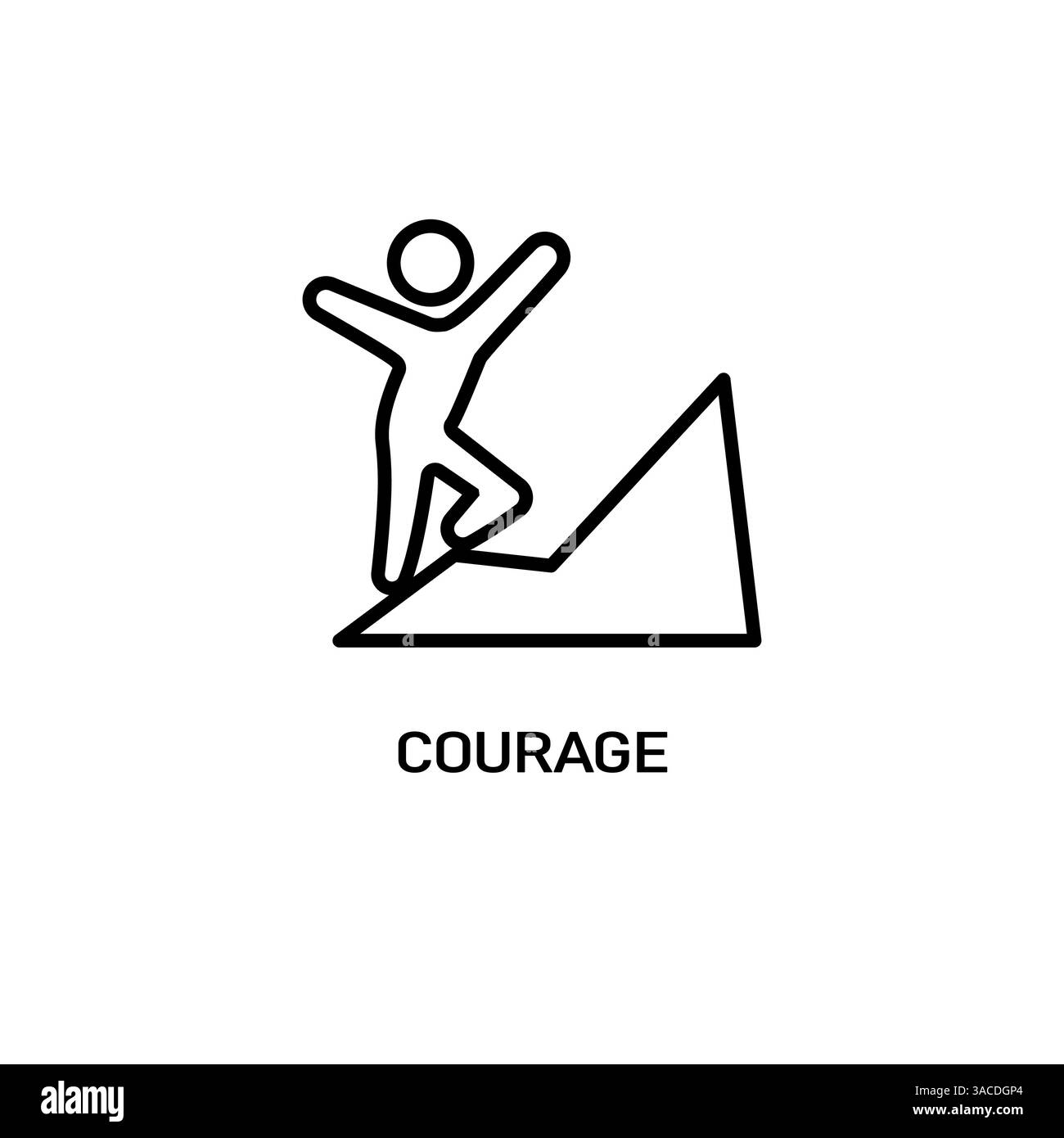 Icône style contour courage. Fine ligne Courage créatif pour l'icône logo, design graphique et plus encore. Illustration de Vecteur