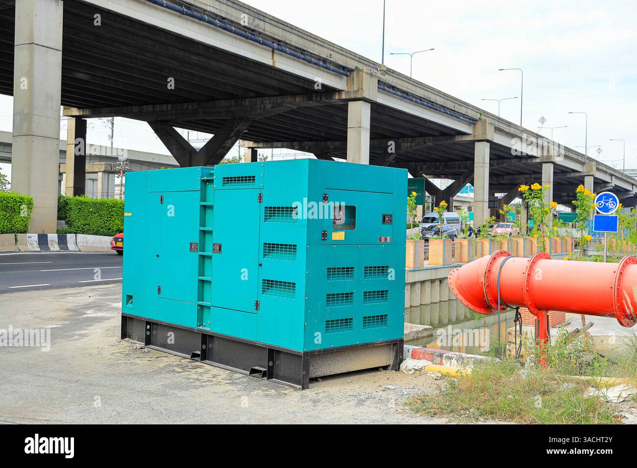 Générateur diesel mobile pour l'alimentation électrique de secours ou unité diesel de générateur électrique auxiliaire de secours installée dans la zone de travail. Banque D'Images