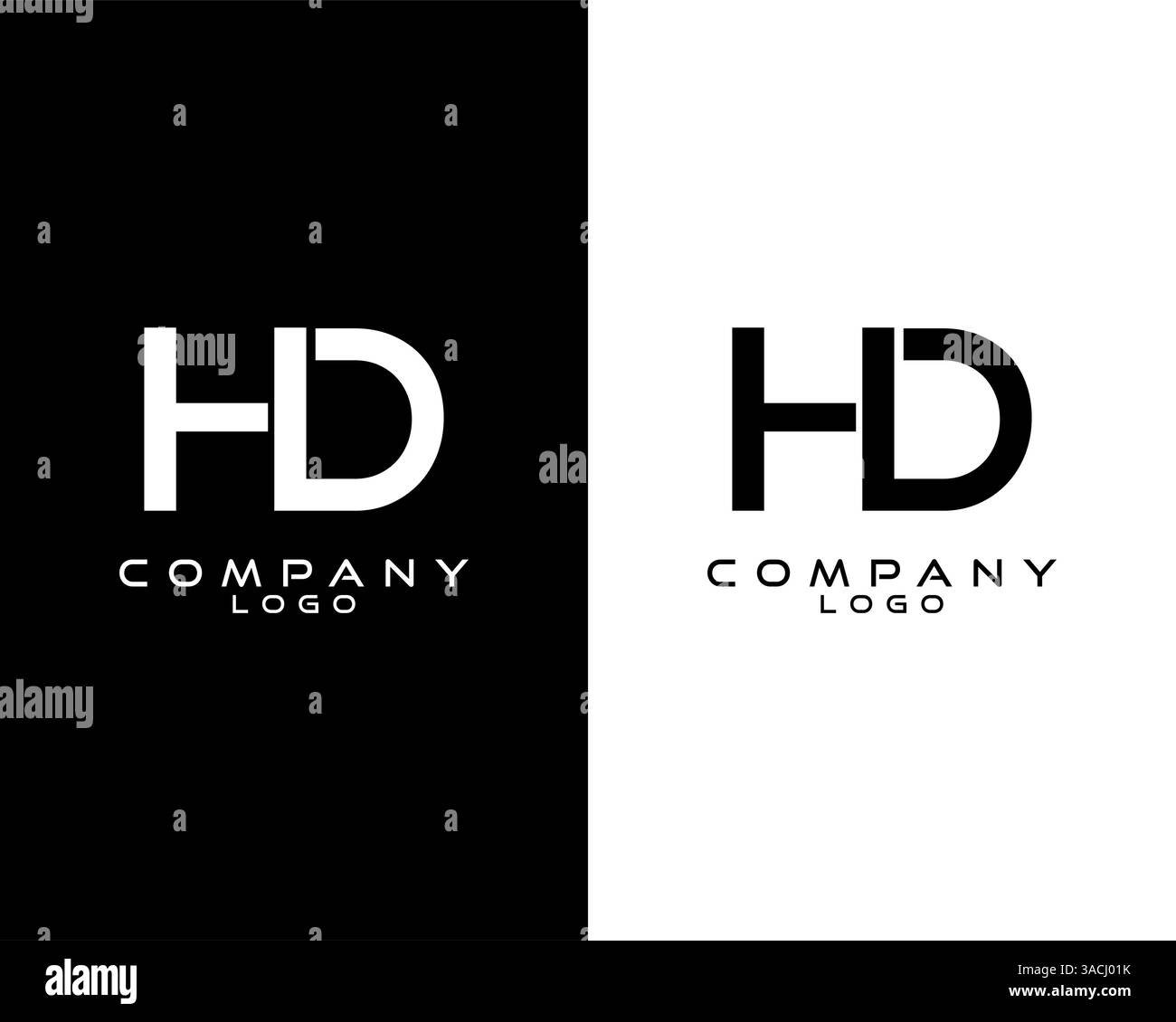 HD, DH conception moderne de logo avec la couleur blanche et noire qui peut être utilisé pour la société d'affaires. Illustration de Vecteur