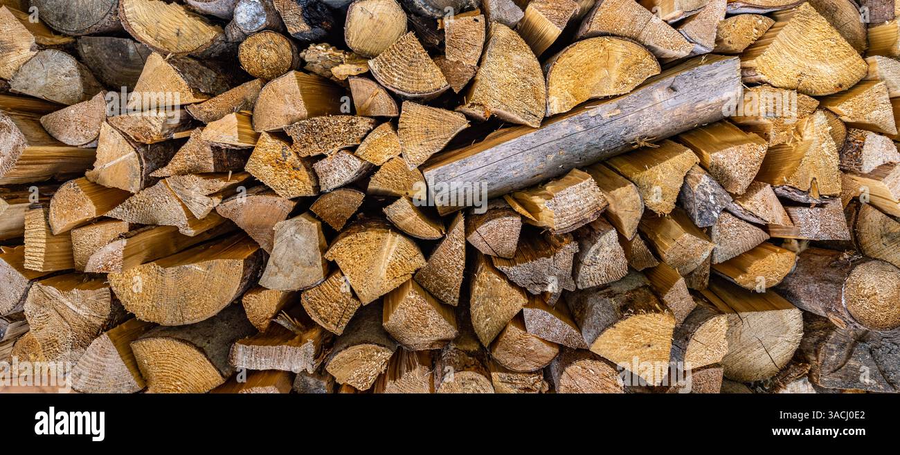 bûches de bois empilées créant un affichage rustique et naturel parfait pour le stockage du bois de chauffage projets de menuiserie ou décoration de cabine un symbole de chaleur et de sustai Banque D'Images