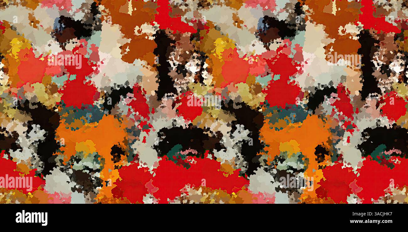 Motif de bordure sans couture d'éclaboussure de peinture aléatoire abstraite. Motif texturé effet marbré épais avec impression de ruban bannière tileable Banque D'Images