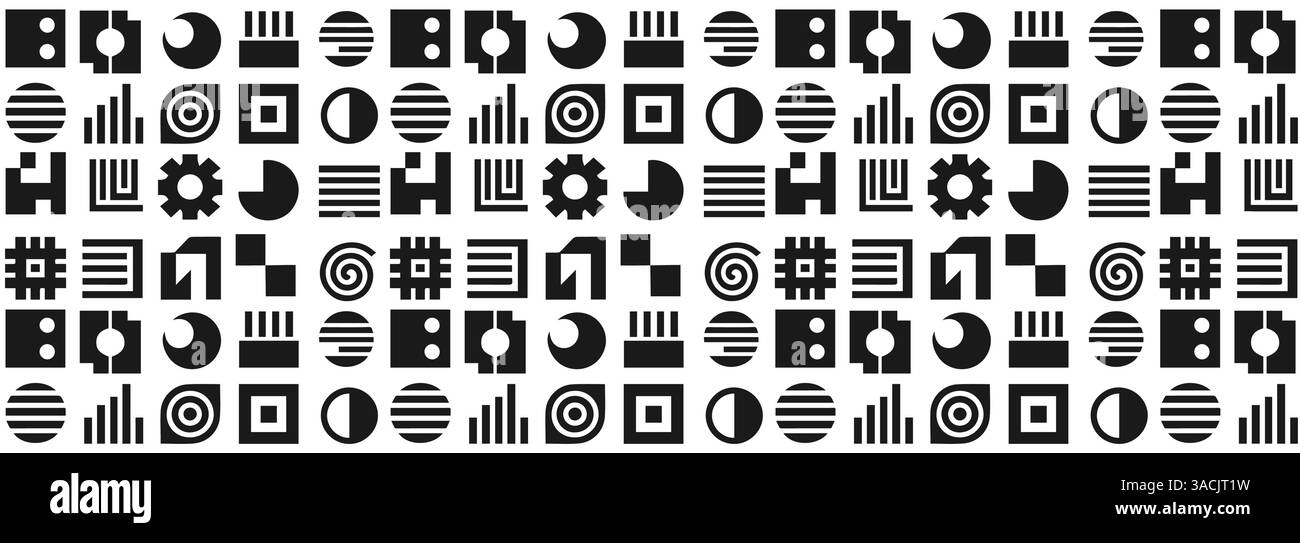Motif géométrique abstrait noir et blanc sans couture avec un design minimaliste moderne pour l'art numérique, les textiles et les arrière-plans élégants. Illustration de Vecteur