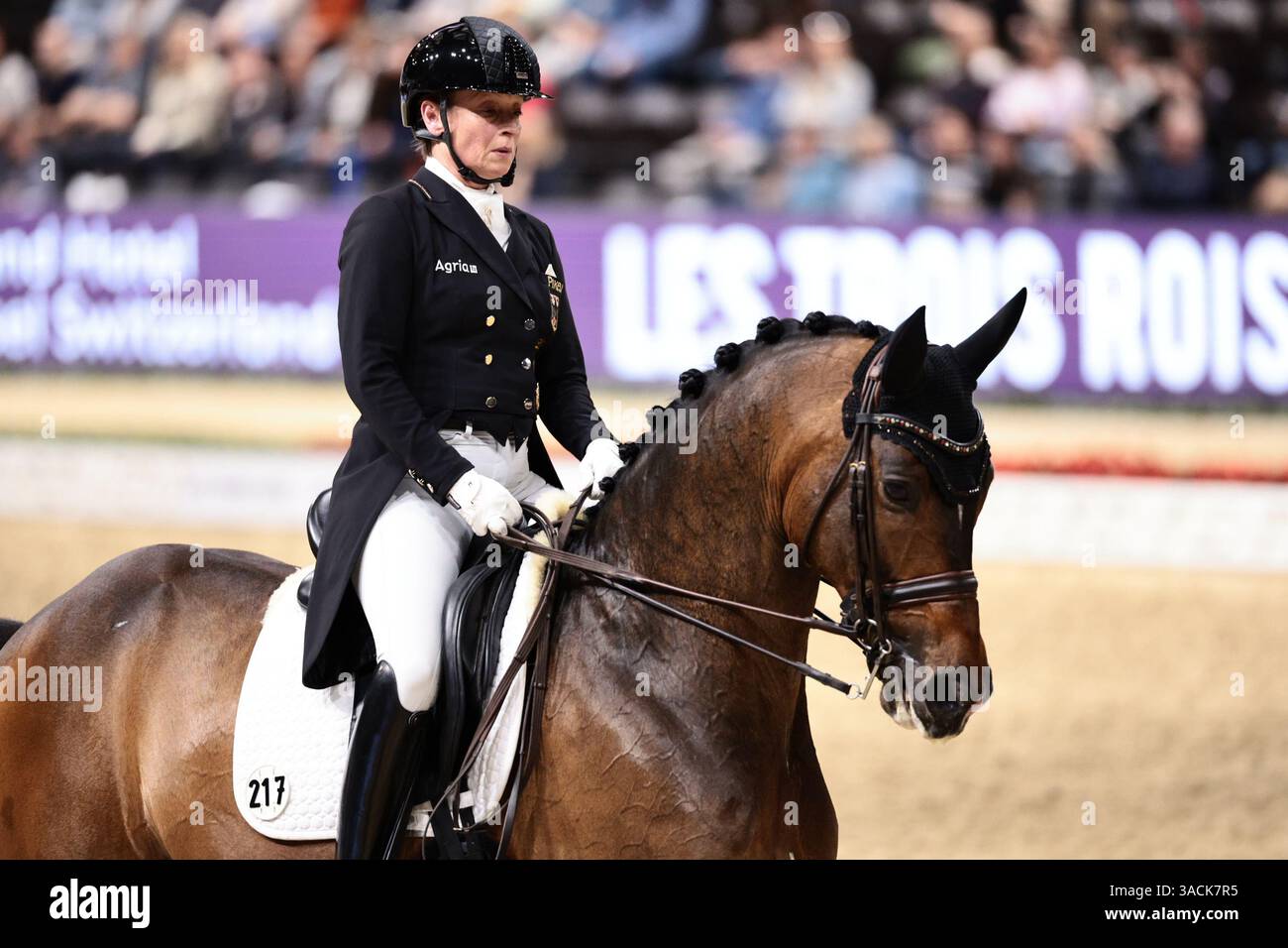 Isabell Werth d'Allemagne avec DSP Quantaz lors de la finale du Grand Hotel les trois Rois FEI dressage World Cup™ lors de la finale de la FEI World Cup Basel 2025 le 4 avril 2025, Bâle, Suisse (photo par Maxime David - MXIMD Pictures) Banque D'Images