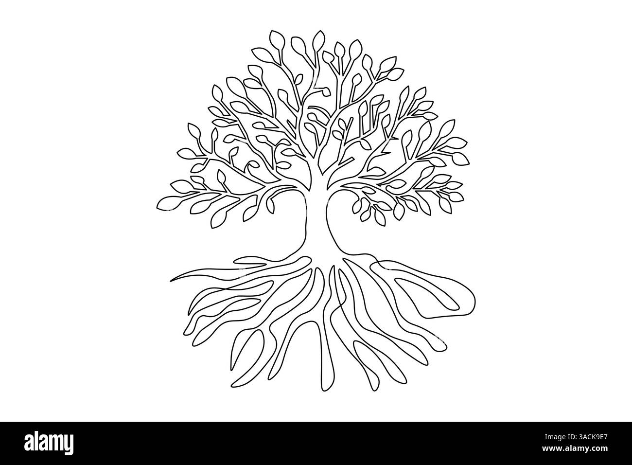 Arbre roost dessin d'une ligne de l'icône vectorielle minimaliste avec fond noir et blanc Illustration de Vecteur