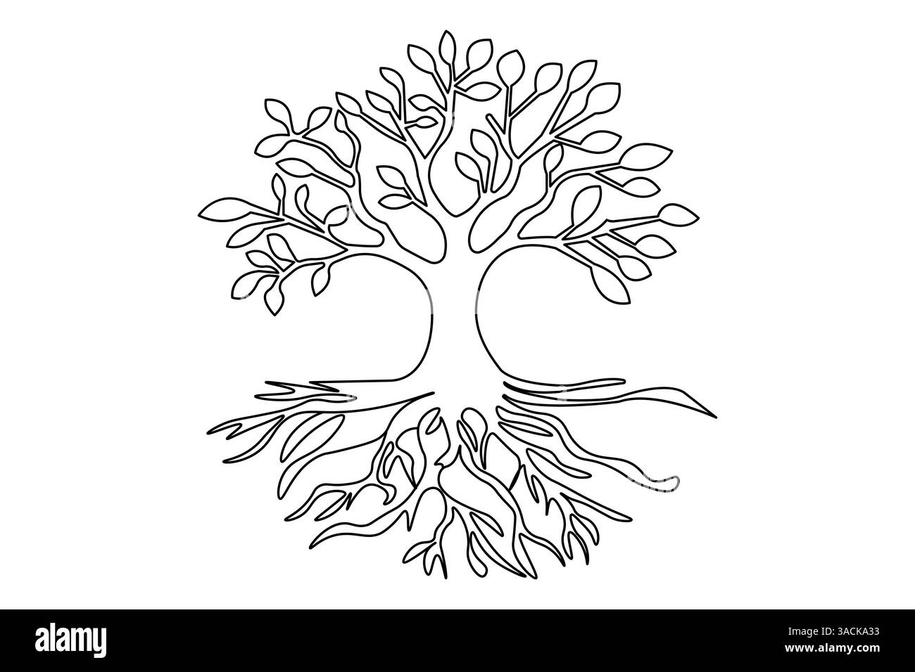 Arbre roost dessin d'une ligne de l'icône vectorielle minimaliste avec fond noir et blanc Illustration de Vecteur