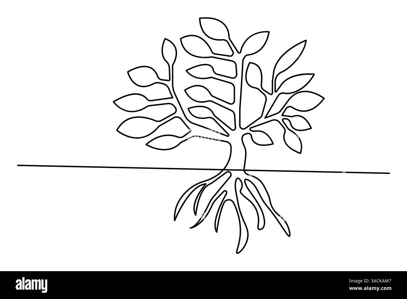 Arbre roost dessin d'une ligne de l'icône vectorielle minimaliste avec fond noir et blanc Illustration de Vecteur