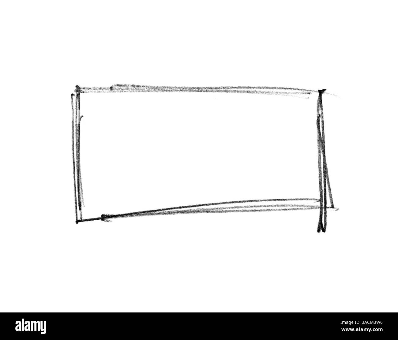Croquis peint à la main : rectangle désordonné, cadre, carré ou bordure de couleur noire Banque D'Images