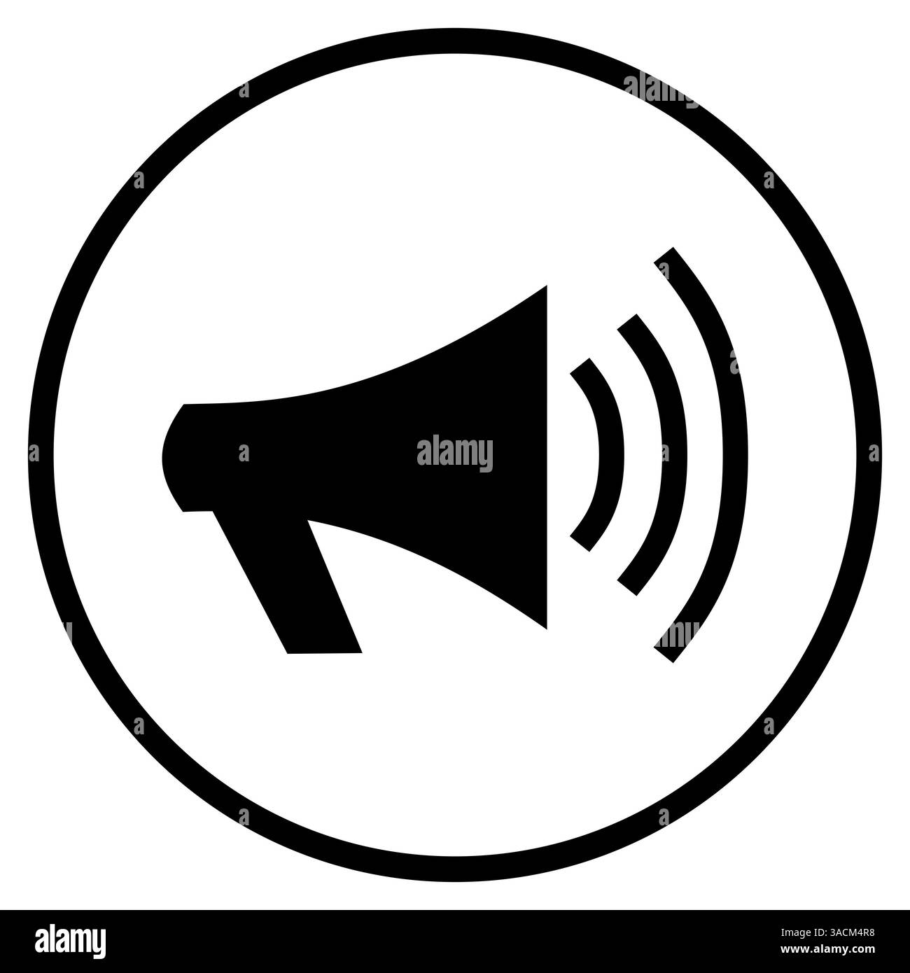 Symbole mégaphone - icône plate dans un cercle pour un message publicitaire ou une annonce Banque D'Images