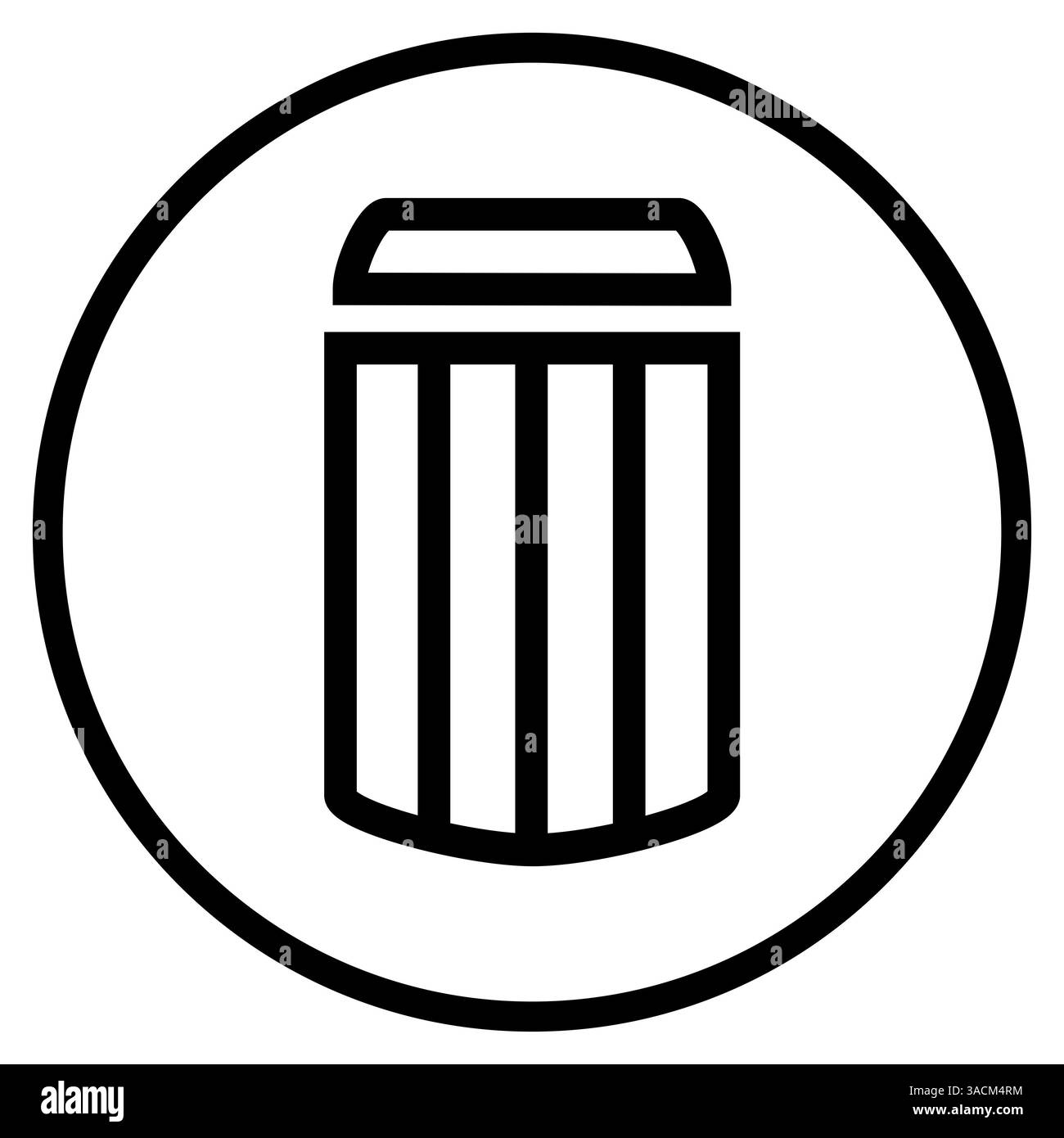 Symbole poubelle - icône plate dans un cercle pour poubelle, poubelle Banque D'Images