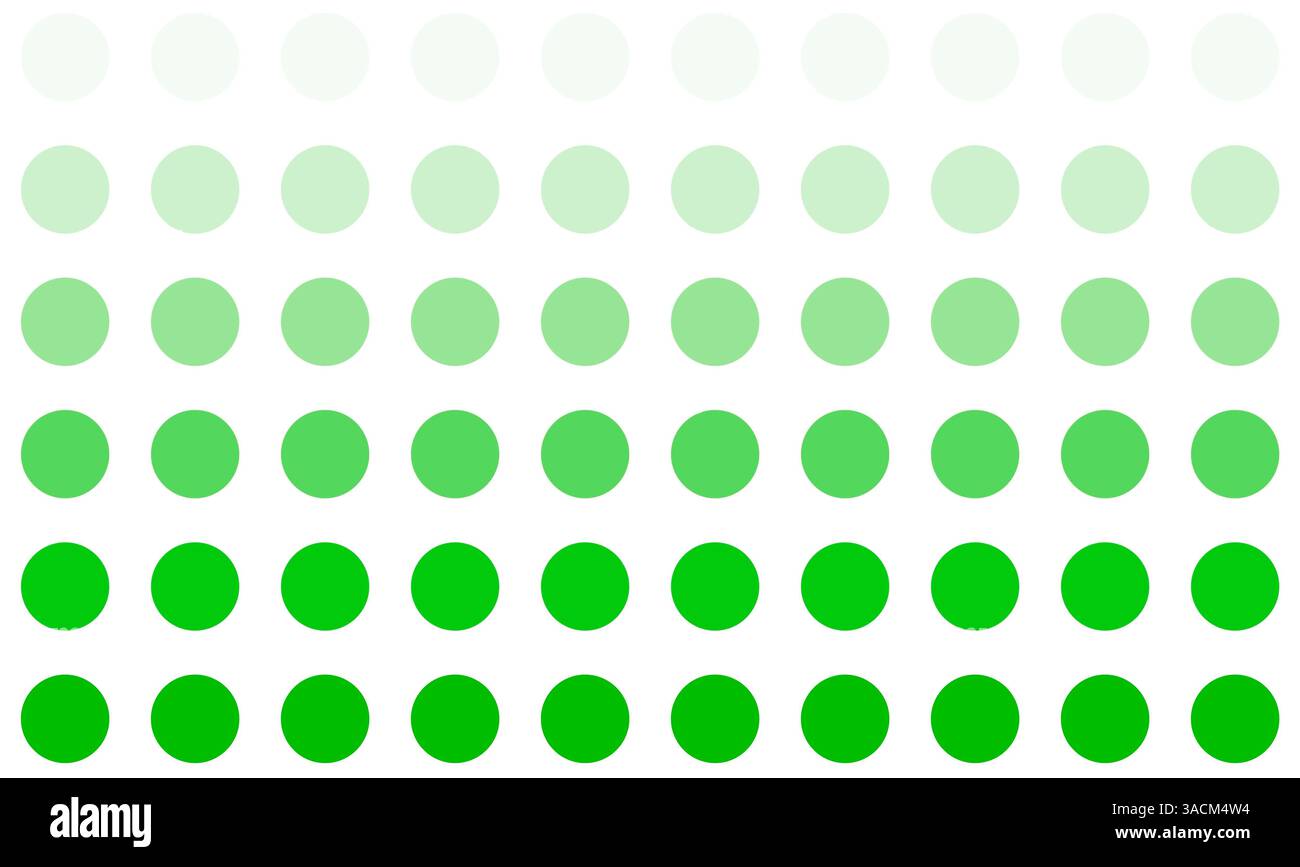 Cercles verts avec un dégradé de couleur doux sur fond blanc Banque D'Images